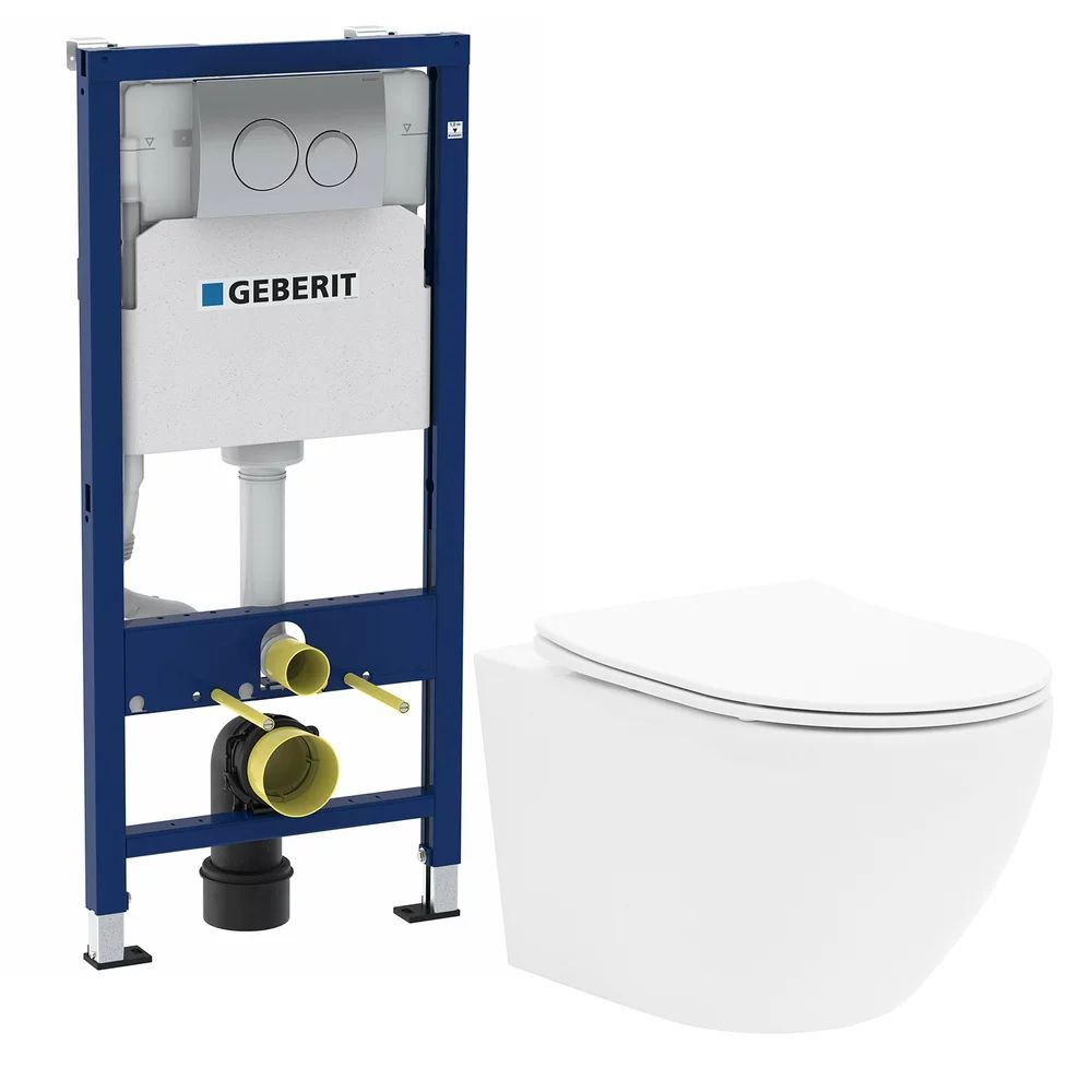 Pachet vas wc Rune Ivaldi, capac slim softclose, rezervor wc Geberit Duofix si clapeta crom Delta20