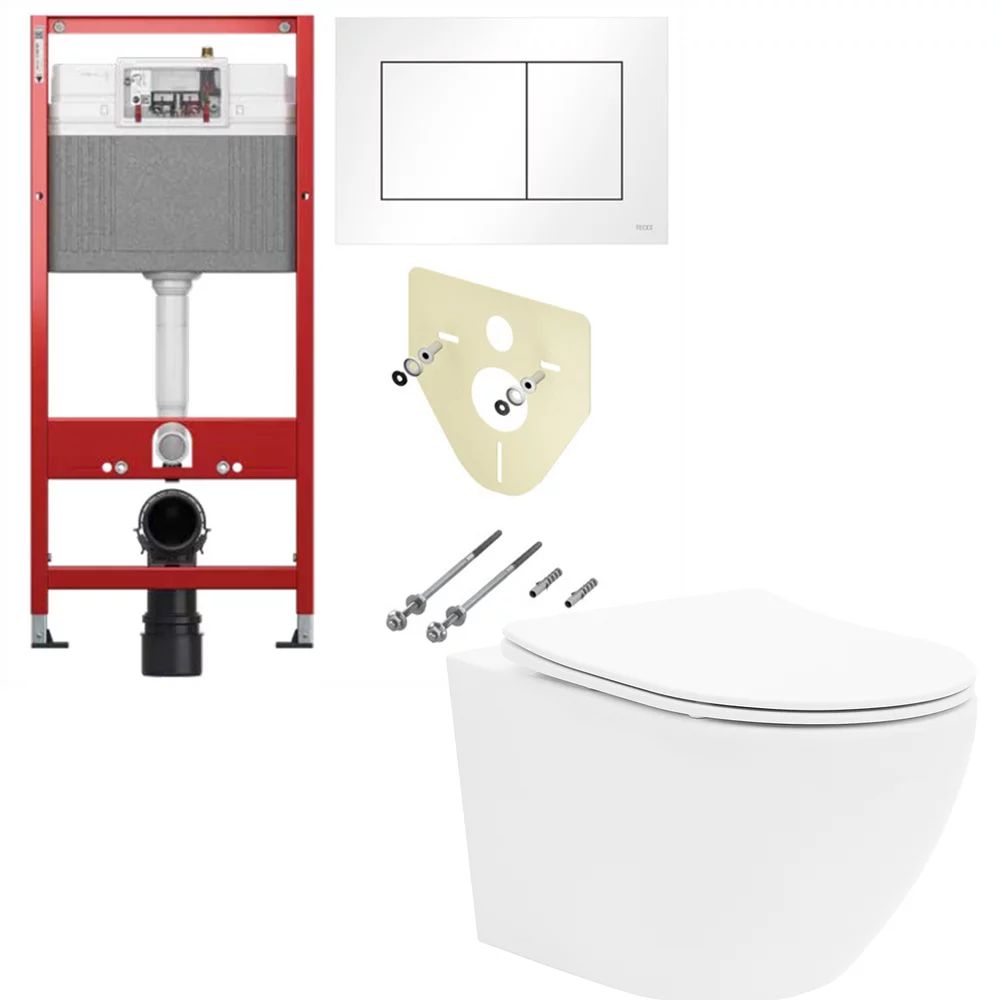 Pachet vas wc Rune Ivaldi, capac slim softclose si rezervor TECEbase si clapeta TECEnow alb
