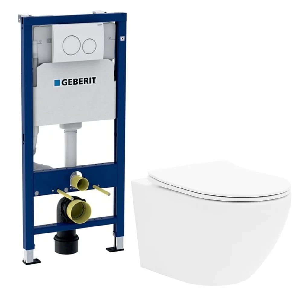 Pachet vas wc Rune Ivaldi, capac slim softclose si rezervor wc Geberit Duofix si clapeta alba Delta20