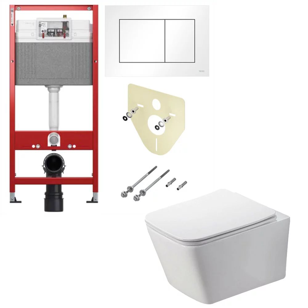 Pachet vas wc Rune Jord, capac slim softclose si rezervor TECEbase si clapeta TECEnow alb