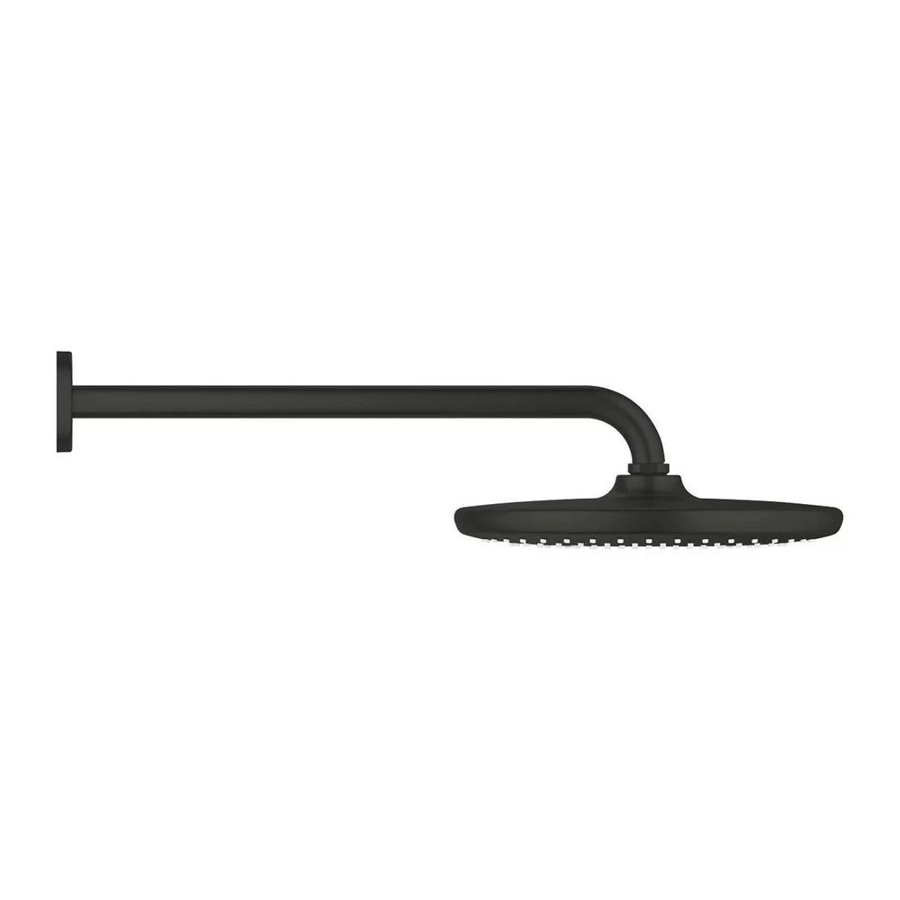 Palarie si brat de dus negru mat Grohe Tempesta 250 Cube rotunda