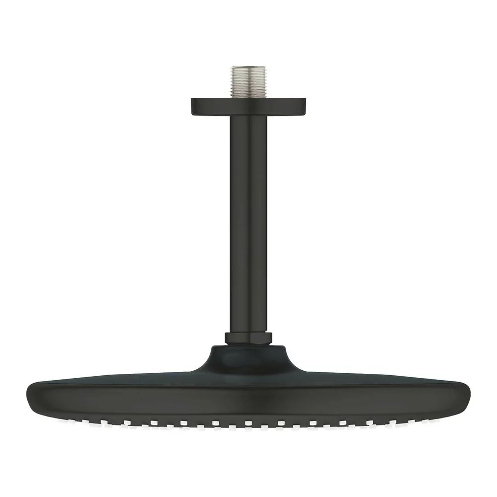Palarie si brat de dus negru mat Grohe Tempesta 250 Cube rotunda montaj tavan