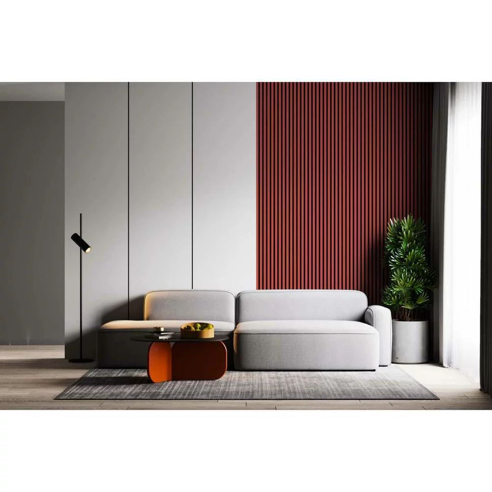 Panou riflaj decorativ/acustic Lameo Mini din MDF finisaj coral 30x275 cm