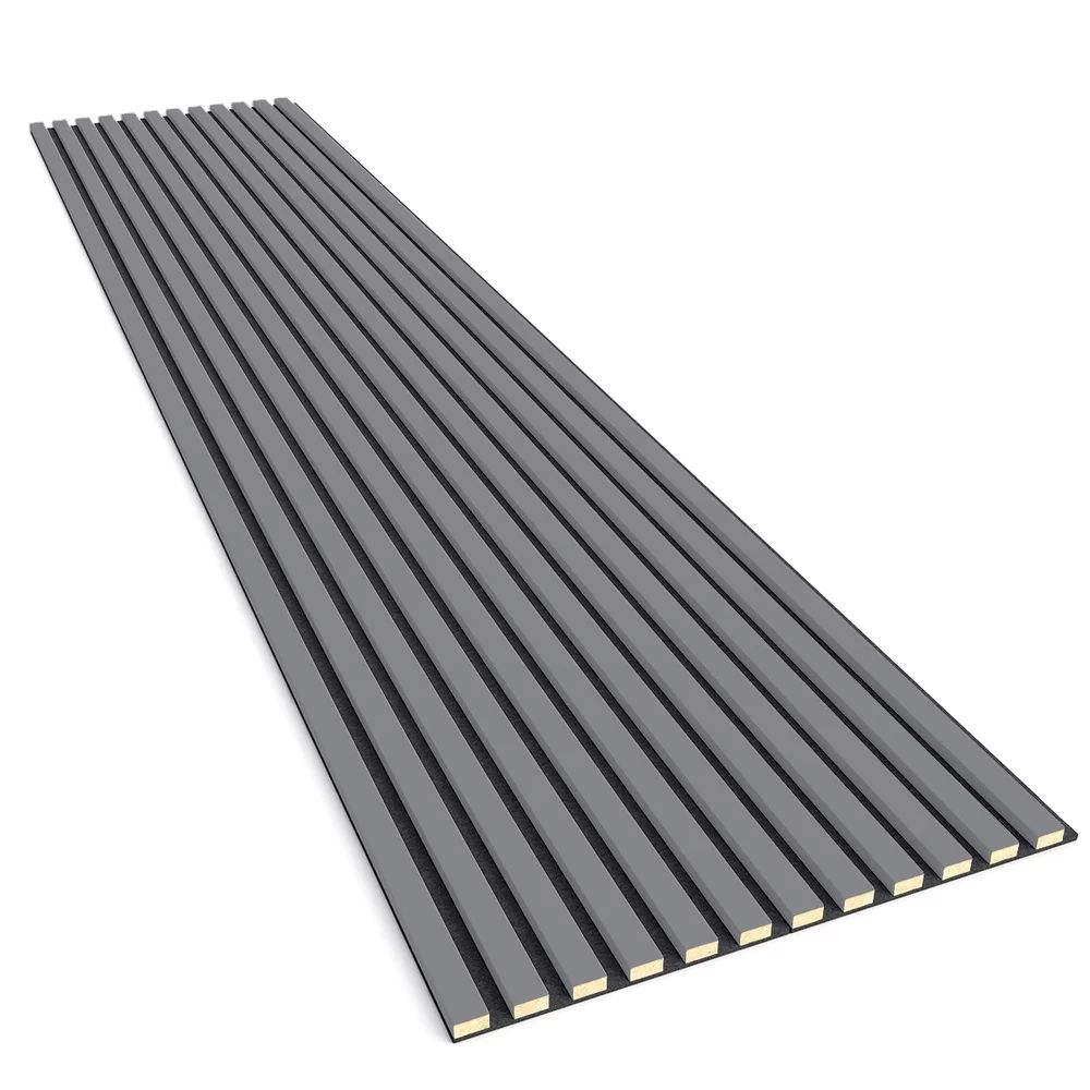 Panou riflaj decorativ/acustic Lameo Mini din MDF finisaj gri 30x275 cm