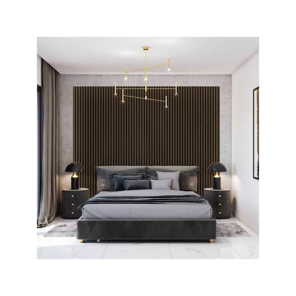 Panou riflaj decorativ/acustic Lameo Mini din MDF finisaj nuc 30x275 cm