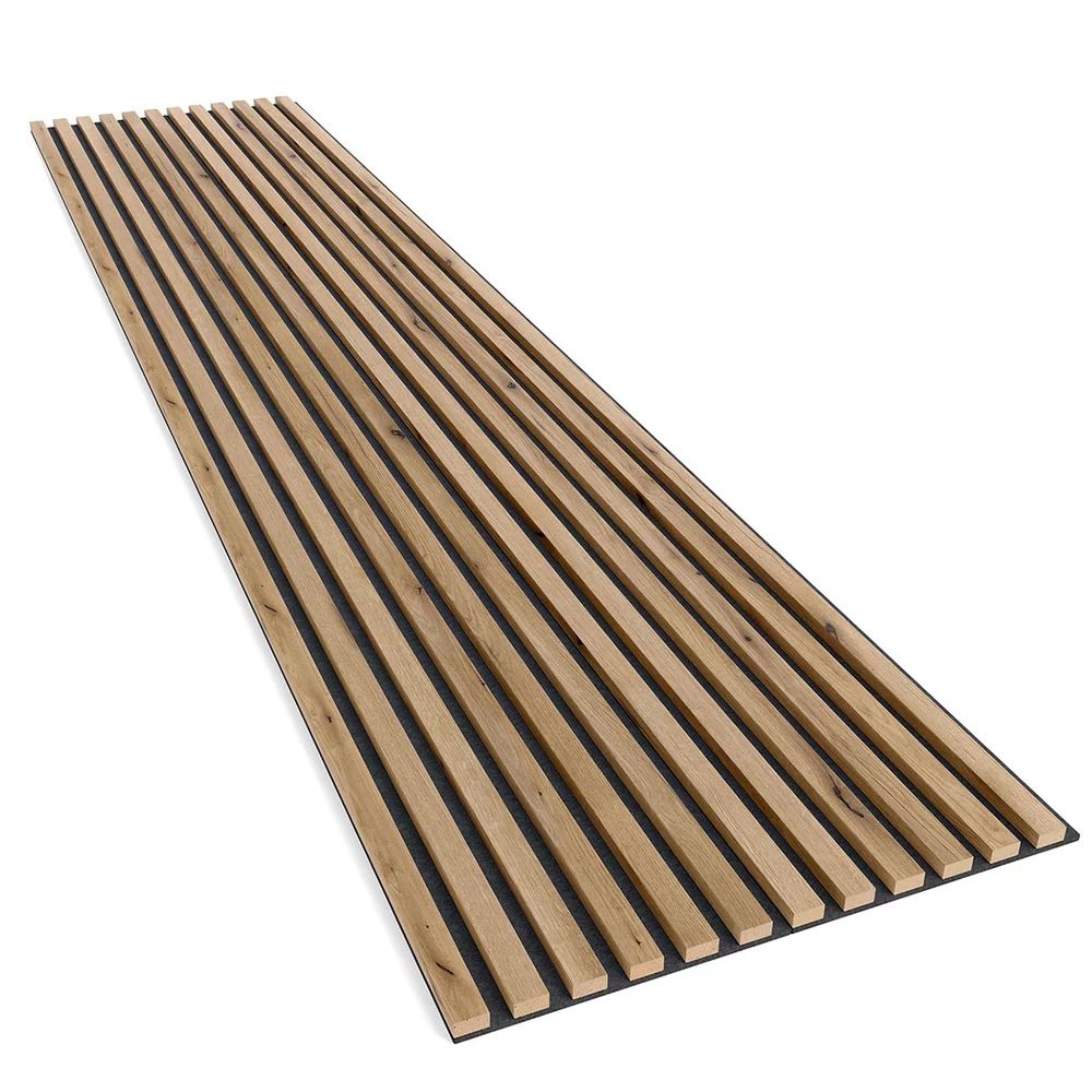 Panou riflaj decorativ/acustic Lameo Mini din MDF finisaj stejar artizanal 30x275 cm