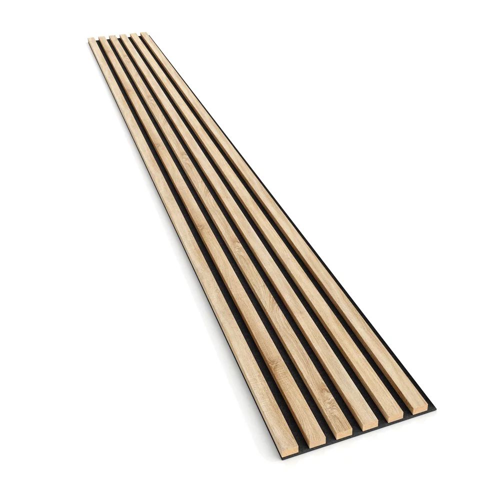 Panou riflaj decorativ/acustic Lameo Mini din MDF finisaj stejar Sonoma 30x275 cm