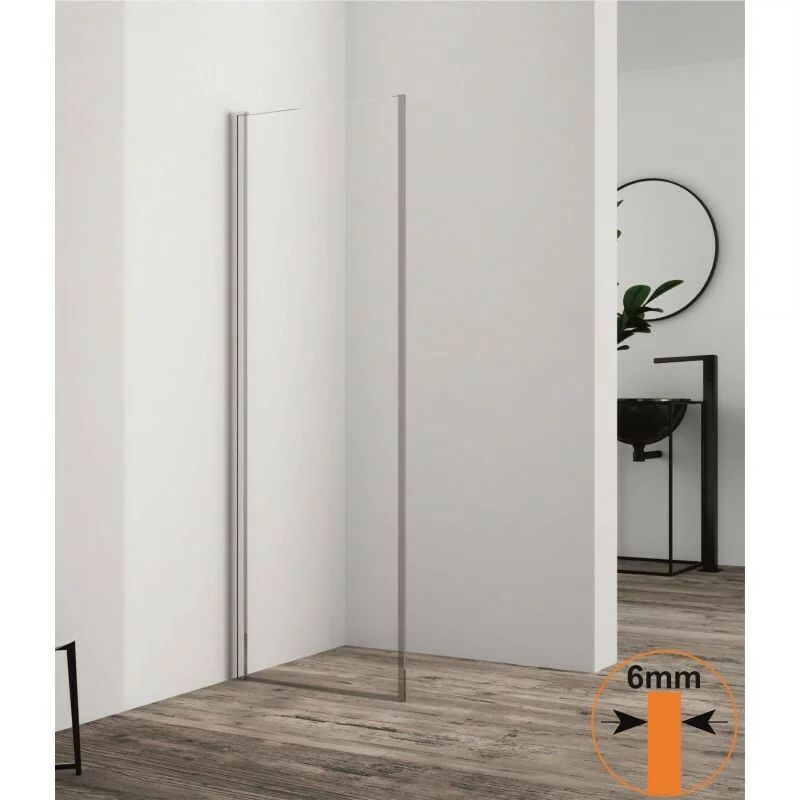 Paravan de dus mobil tip Walk-In Inter Ceramic crom lucios 60x200 cm sticla transparenta