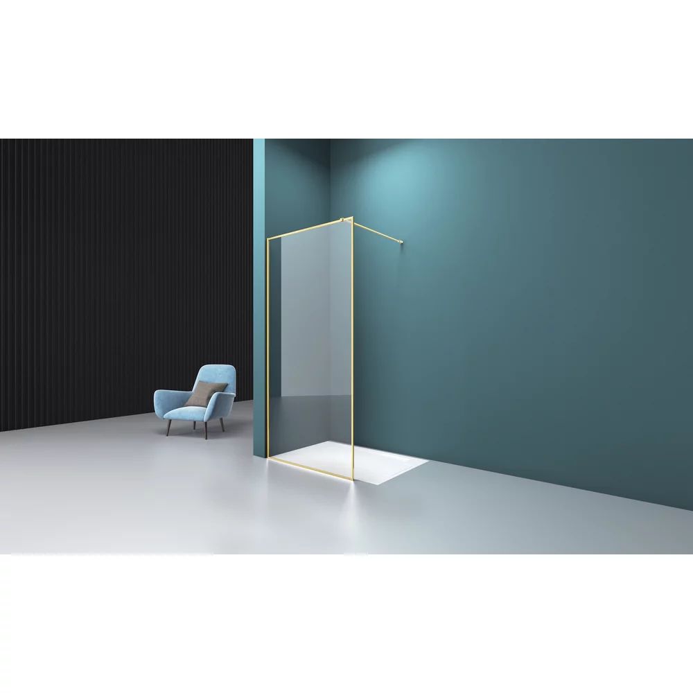Paravan de dus tip Walk-in auriu periat Rune Borr 100x200 cm
