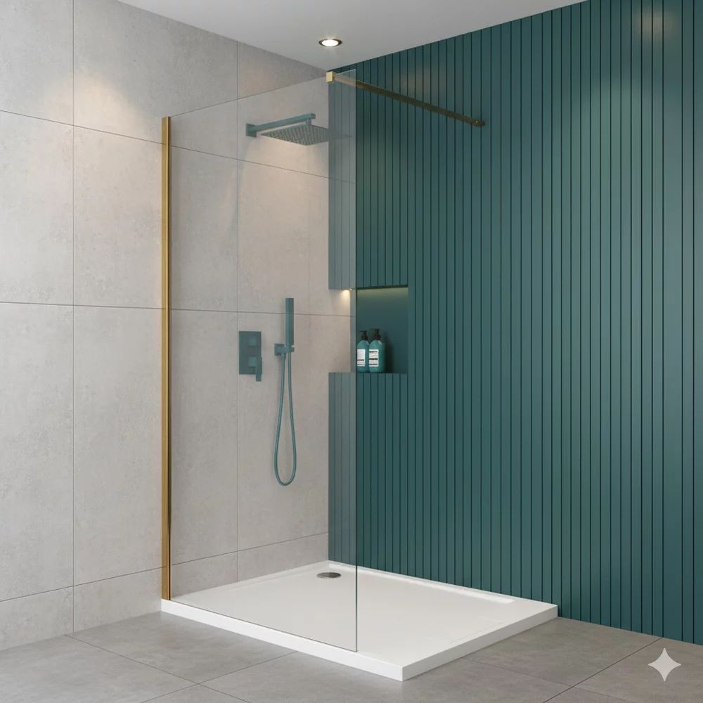 Paravan de dus tip Walk-in auriu periat Rune Syn 80x200 cm