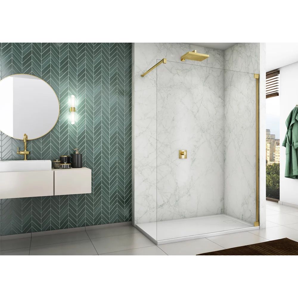 Paravan de dus tip Walk-in auriu SanSwiss Cadura 100x200 cm