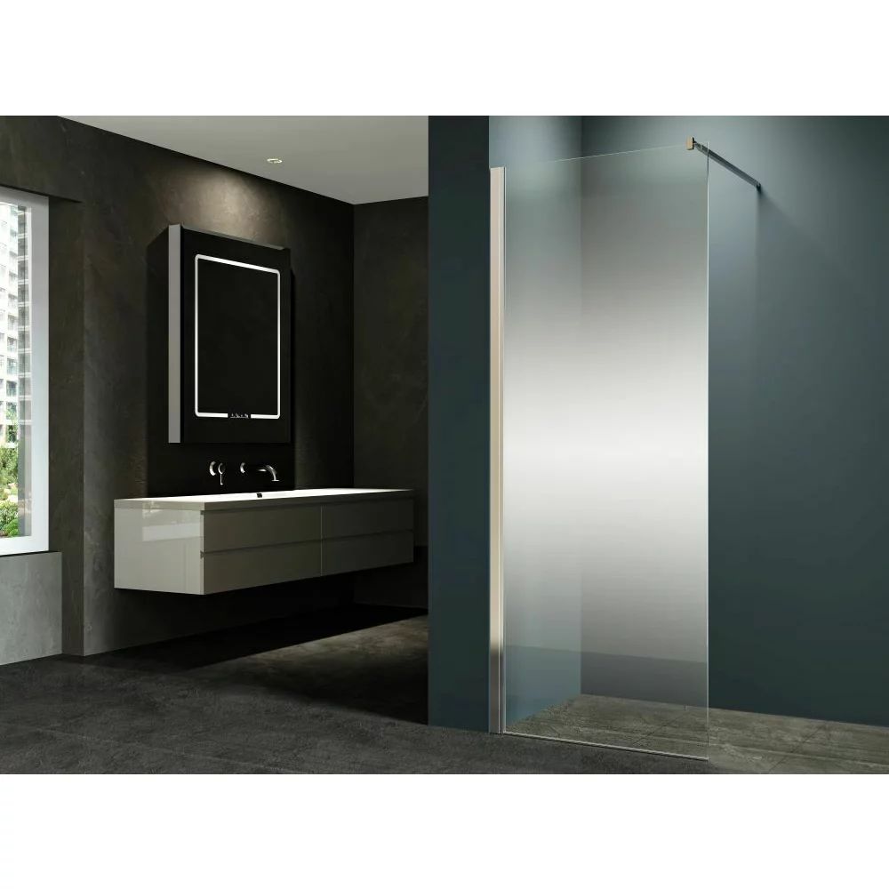 Paravan de dus tip Walk-In Inter Ceramic profil alb mat 80x200 cm sticla partial opaca