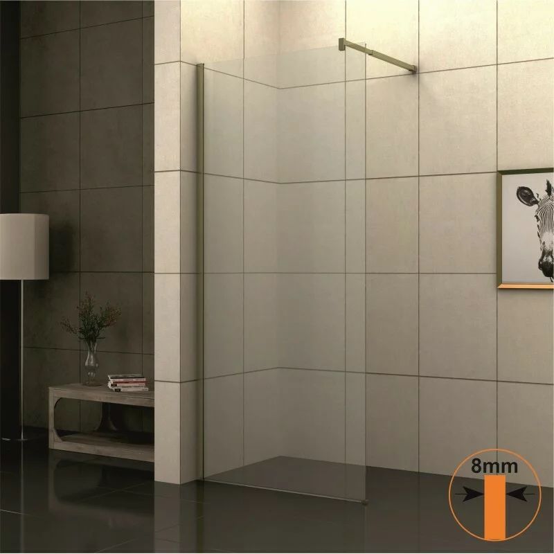 Paravan de dus tip Walk-In Inter Ceramic profil auriu - sticla transparenta 80x200 cm