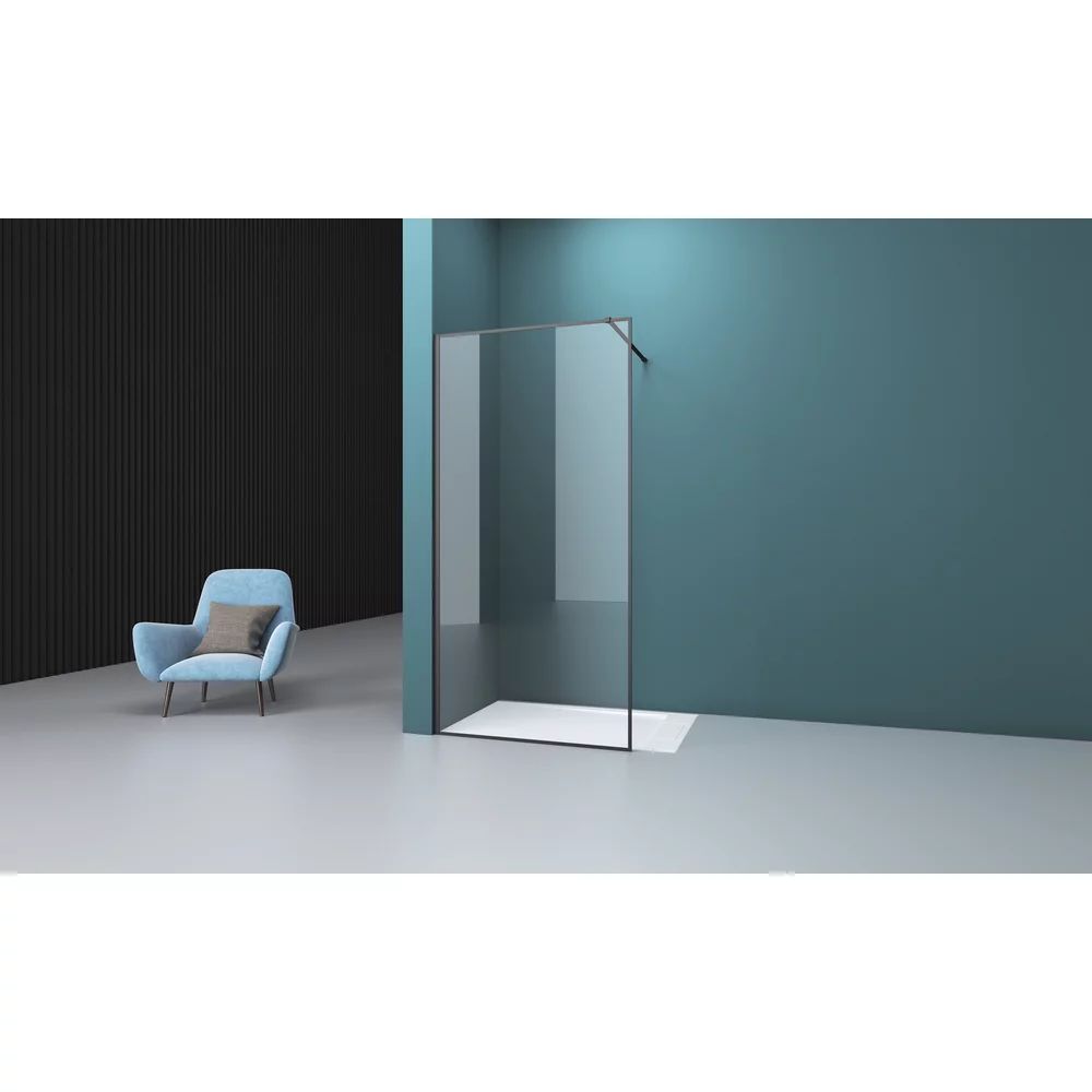 Paravan de dus tip Walk-in negru mat Rune Borr 90x200 cm