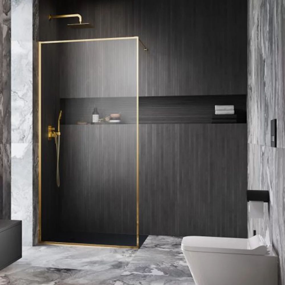 Paravan de dus tip Walk-in Radaway Modo F II auriu lucios-transparent 75 cm sticla securizata 8 mm