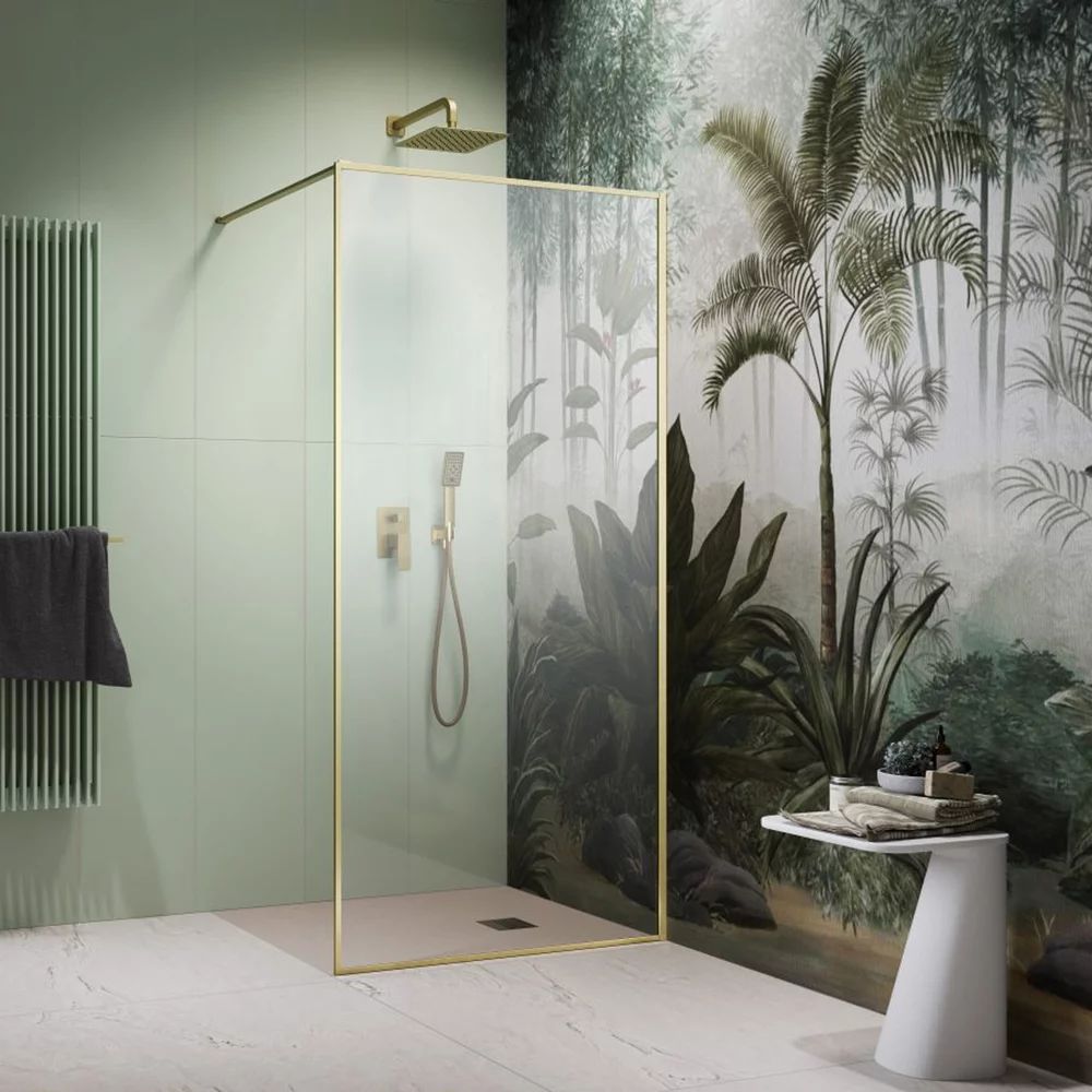 Paravan de dus tip Walk-in Radaway Modo F II auriu periat-transparent 90 cm sticla securizata 8 mm