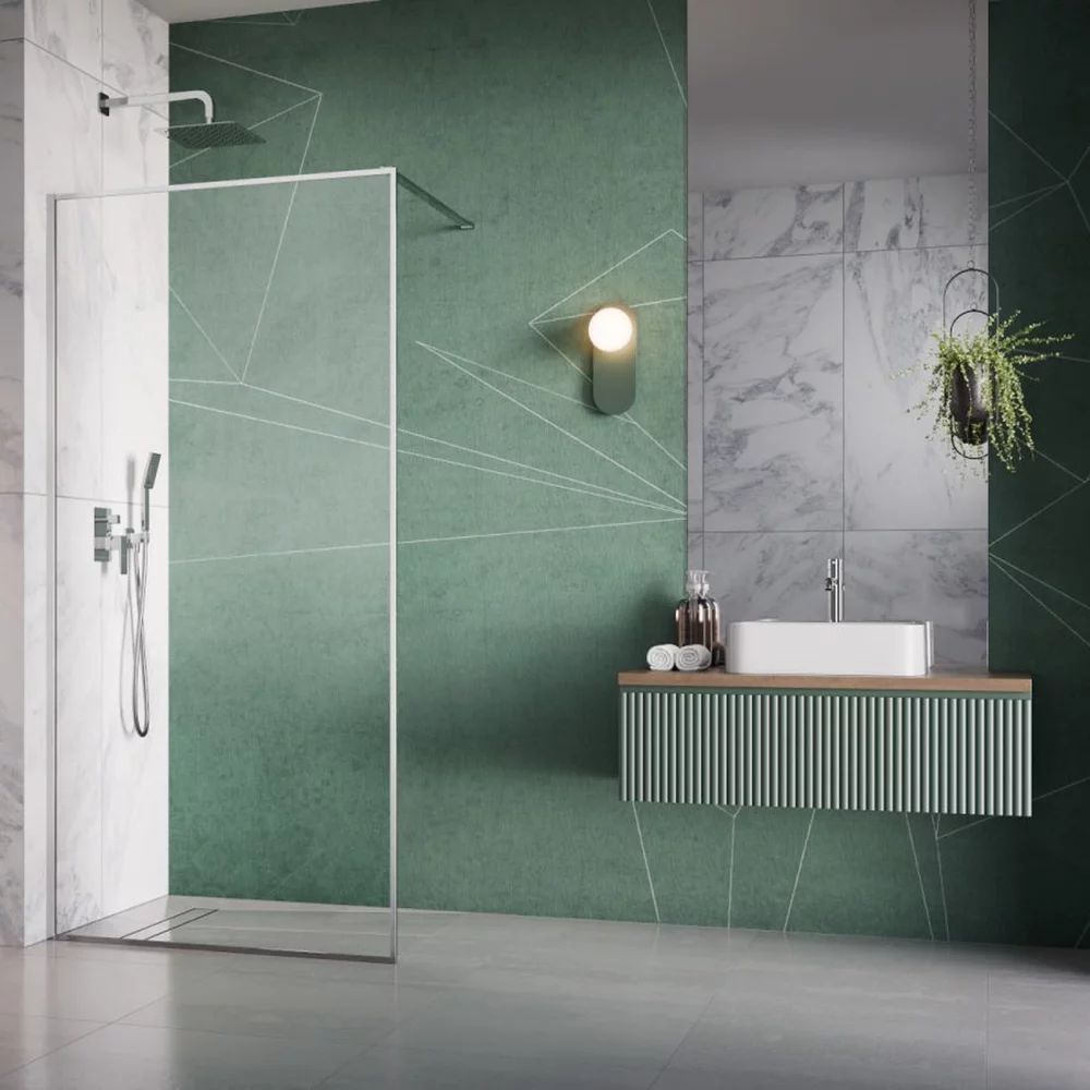 Paravan de dus tip Walk-in Radaway Modo F II crom lucios-transparent 95 cm sticla securizata 8 mm