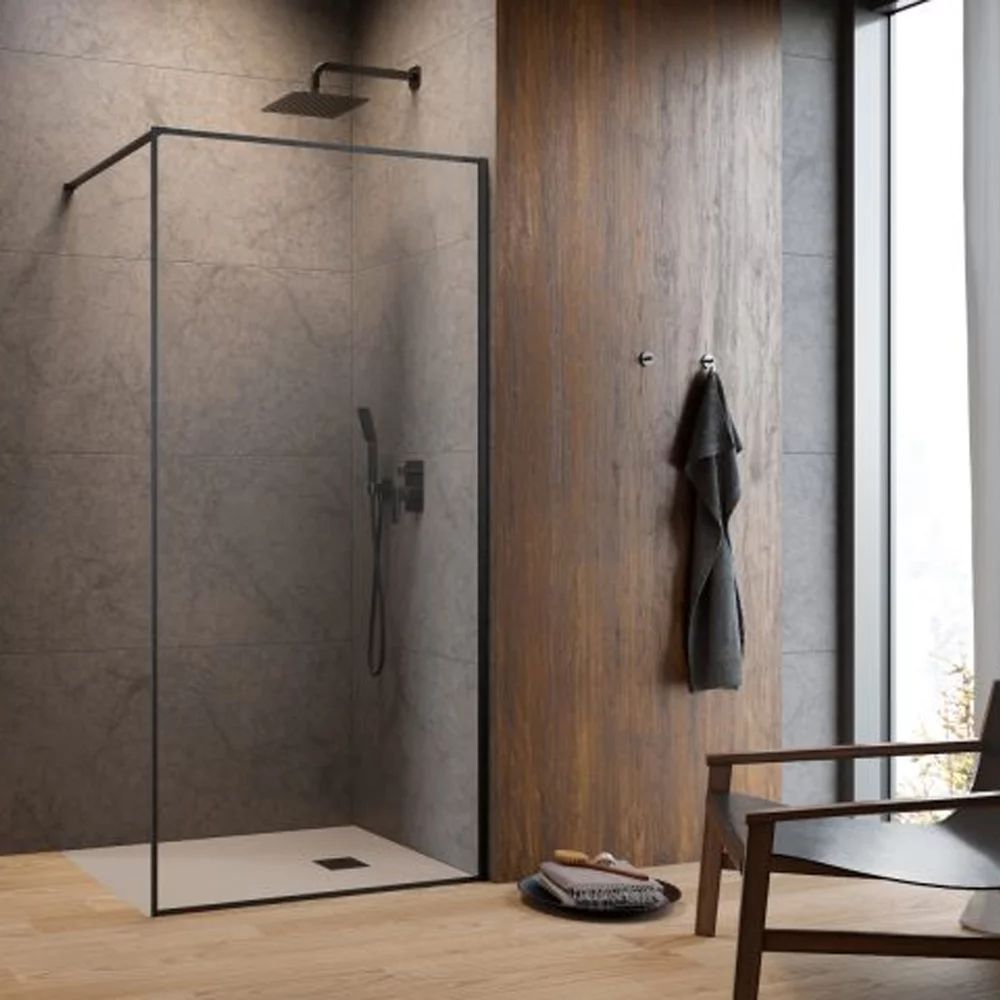Paravan de dus tip Walk-in Radaway Modo F II GunMetal periat-transparent 80 cm sticla securizata 8 mm