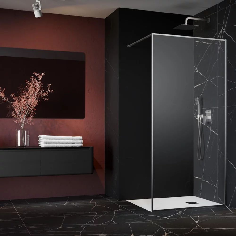 Paravan de dus tip Walk-in Radaway Modo F II nichel periat-transparent 95 cm sticla securizata 8 mm
