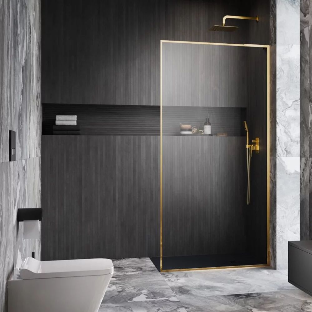 Paravan de dus tip Walk-in Radaway Modo F SL II auriu lucios-transparent 120 cm sticla securizata 8 mm dreapta