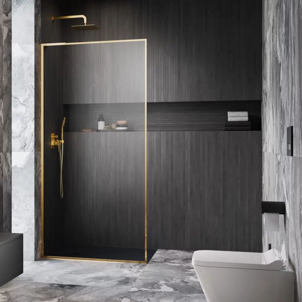 Paravan de dus tip Walk-in Radaway Modo F SL II auriu lucios-transparent 50 cm sticla securizata 8 mm stanga