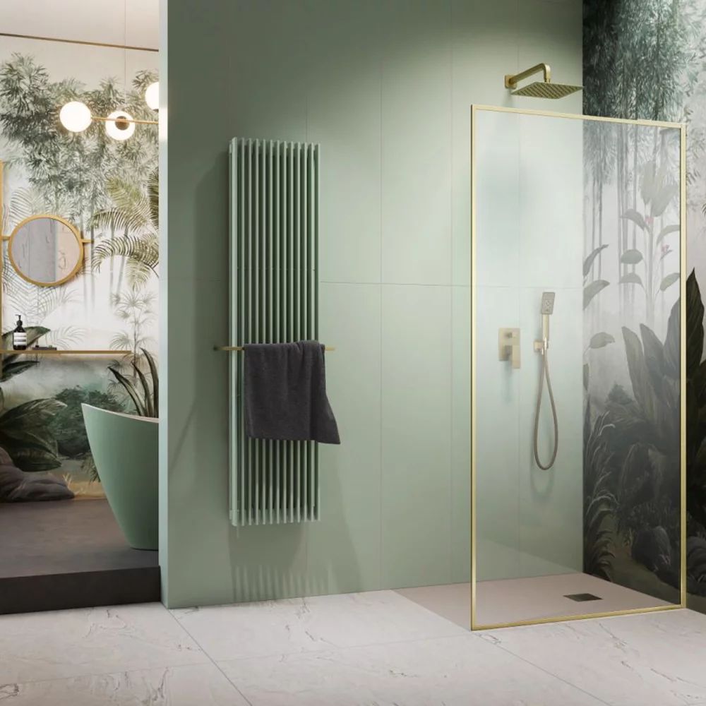 Paravan de dus tip Walk-in Radaway Modo F SL II auriu periat-transparent 85 cm sticla securizata 8 mm dreapta