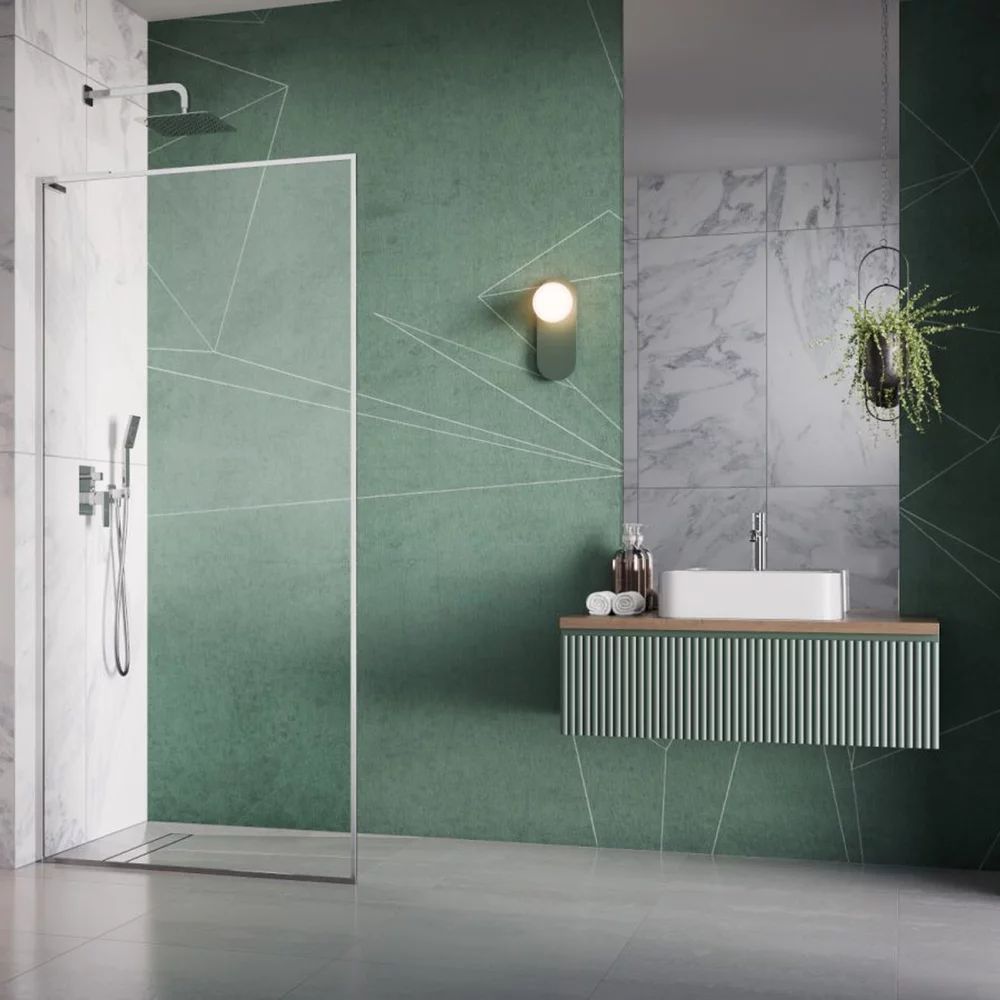 Paravan de dus tip Walk-in Radaway Modo F SL II crom-transparent 100 cm sticla securizata 8 mm stanga