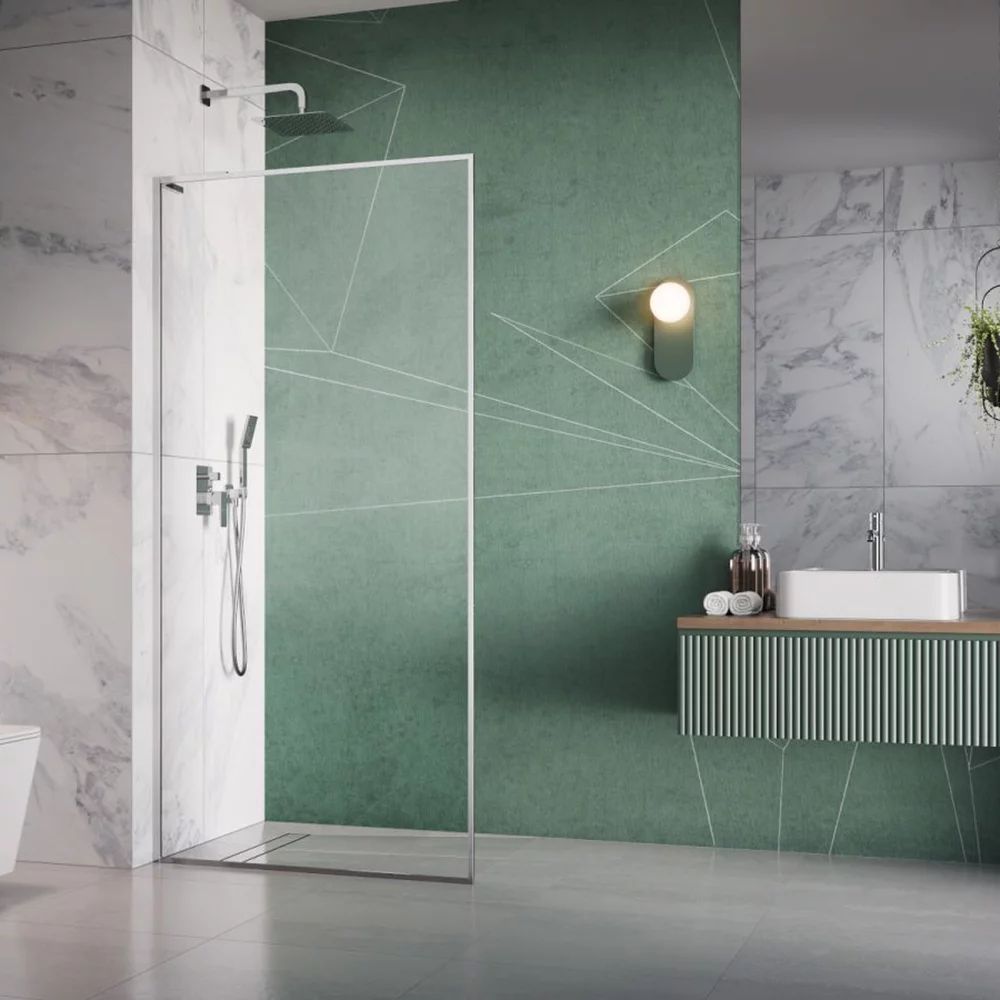Paravan de dus tip Walk-in Radaway Modo F SL II crom-transparent 75 cm sticla securizata 8 mm stanga