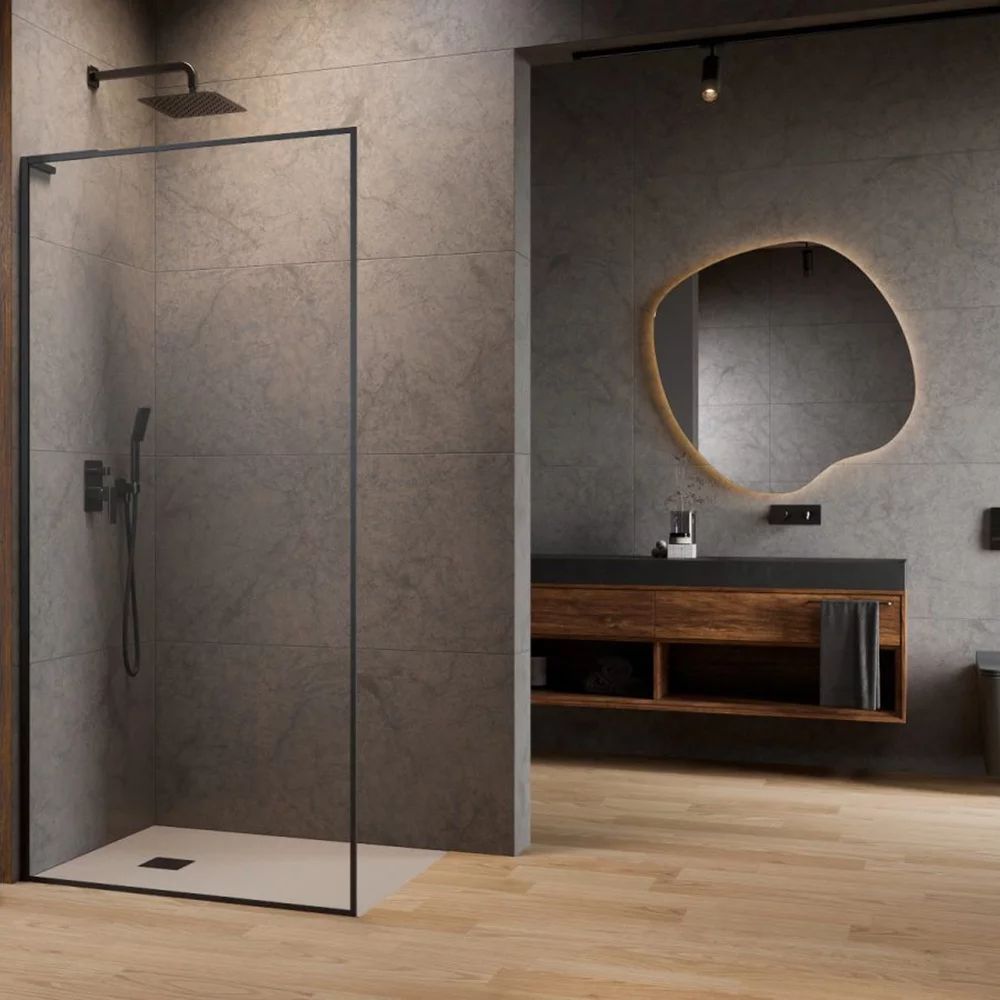 Paravan de dus tip Walk-in Radaway Modo F SL II GunMetal periat-transparent 115 cm sticla securizata 8 mm stanga