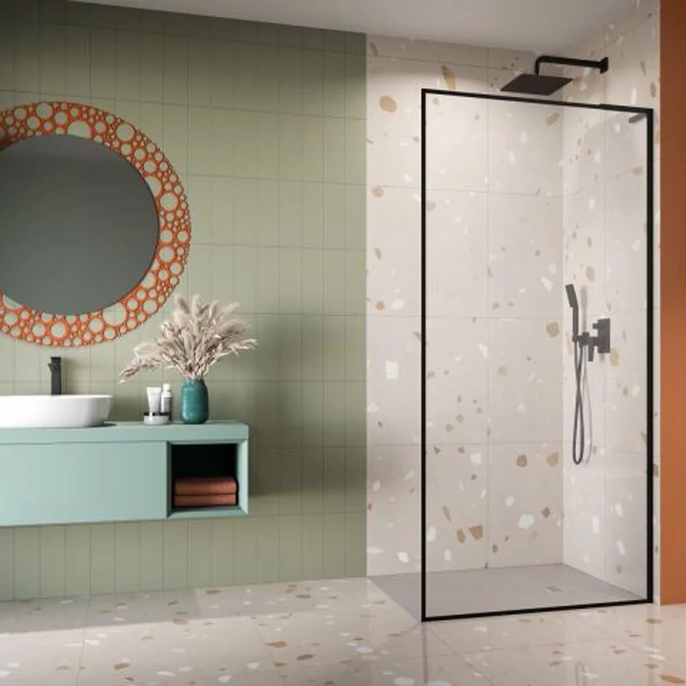 Paravan de dus tip Walk-in Radaway Modo F SL II negru mat-transparent 115 cm sticla securizata 8 mm dreapta