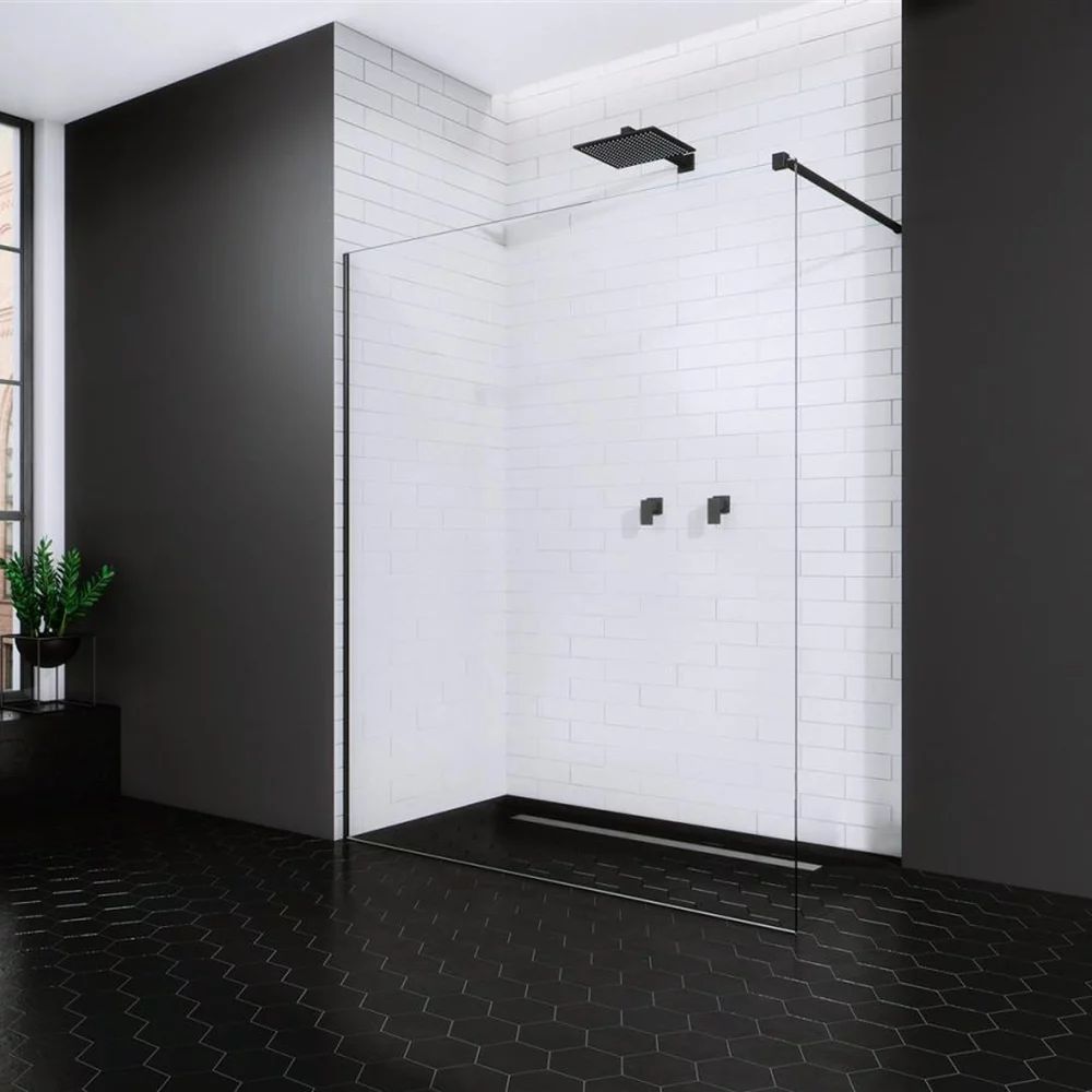 Paravan de dus tip Walk-in Radaway Modo New II negru-transparent 155 cm sticla securizata 8 mm