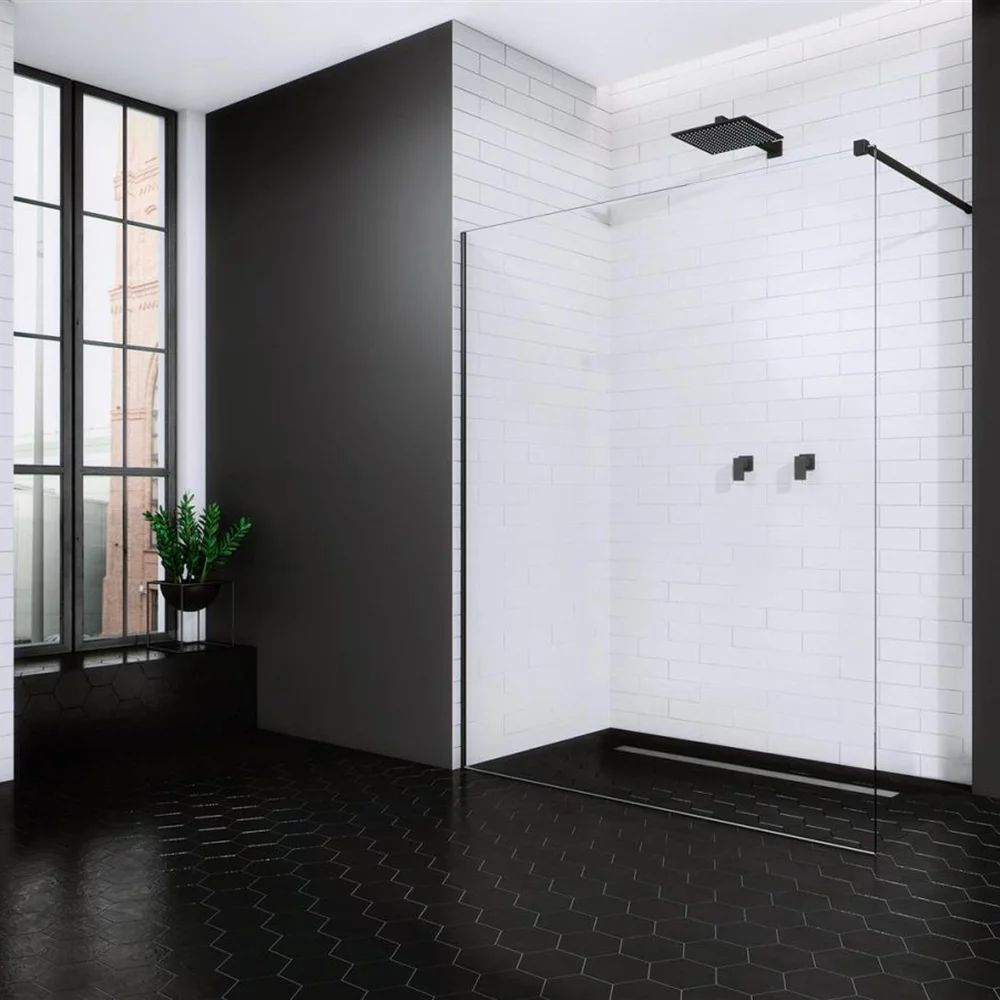 Paravan de dus tip Walk-in Radaway Modo New II negru-transparent 50 cm sticla securizata 8 mm
