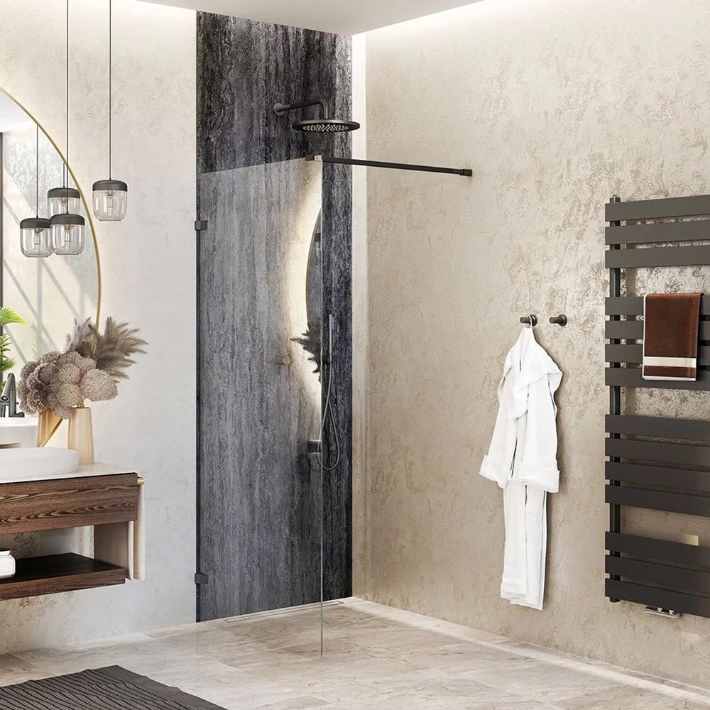 Paravan de dus tip Walk-in Roth Melina 90x200 cm profil negru