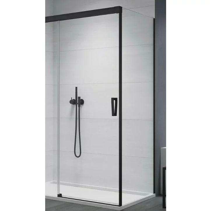 Perete dus lateral negru mat SanSwiss Cadura 80 cm