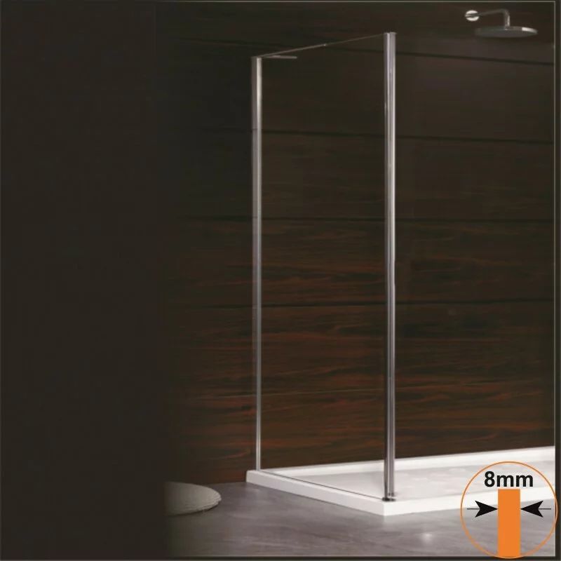 Perete lateral fix Inter Ceramic 40 cm sticla transparenta 8 mm crom finisaj lucios