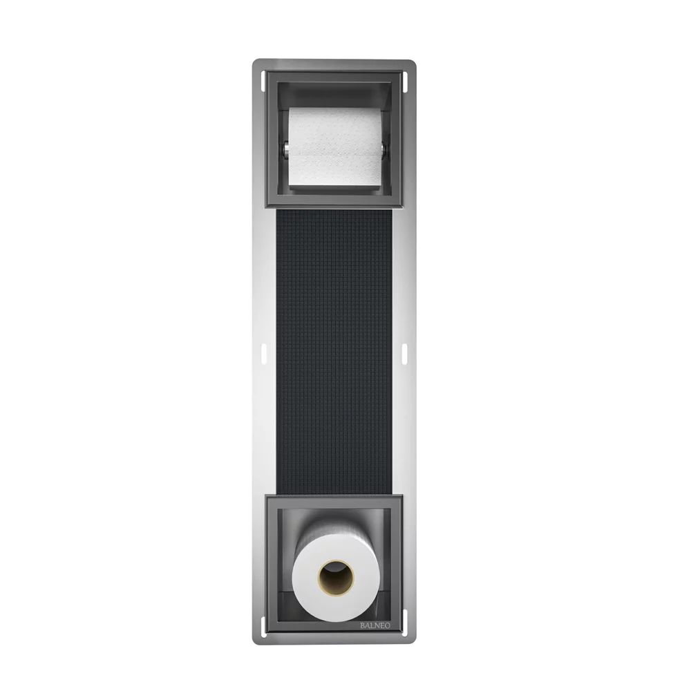Raft incastrat cu suport hartie igienica Balneo Wall Box Paper 2 Gun Metal mat