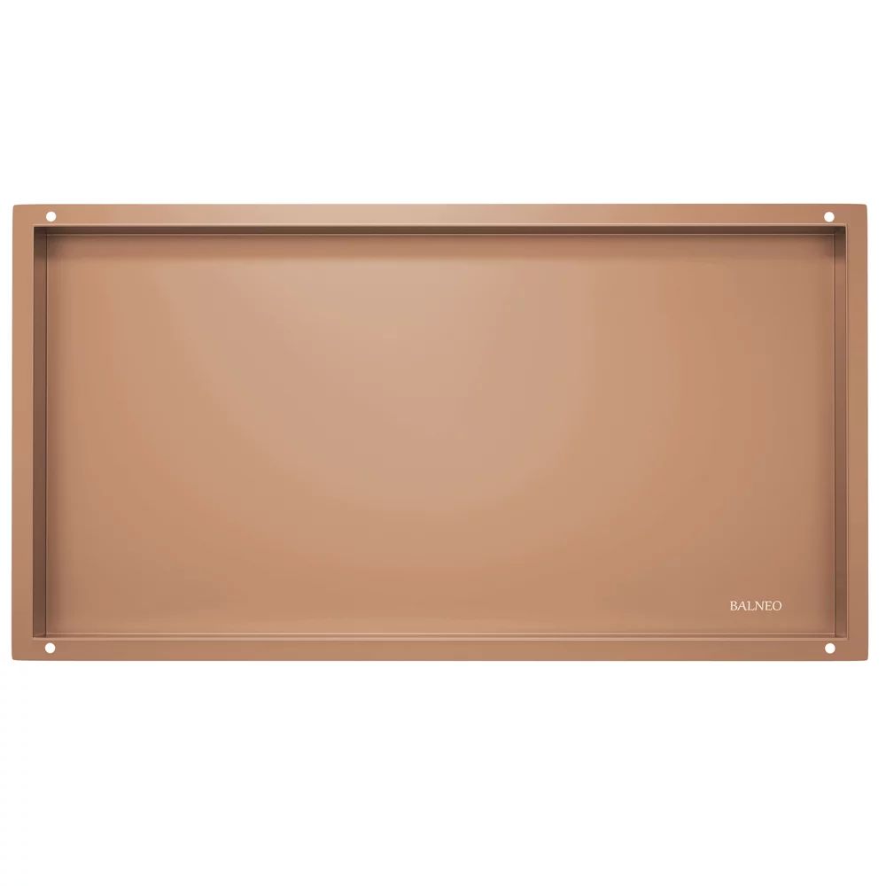 Raft incastrat dreptunghiular Balneo Wall-Box No Rim 60x30x10 cm cupru lucios fara rama