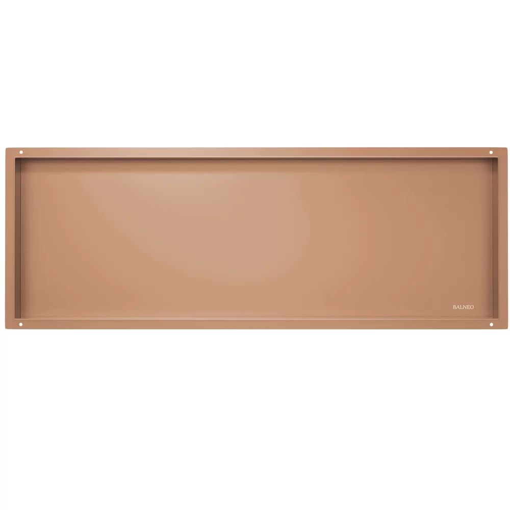 Raft incastrat dreptunghiular Balneo Wall-Box No Rim 90x30x10 cm cupru lucios fara rama
