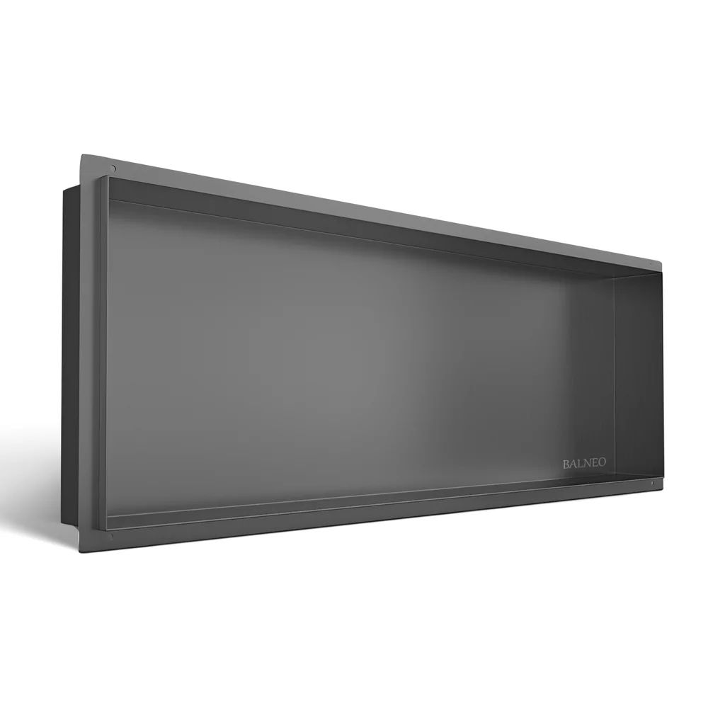 Raft incastrat dreptunghiular Balneo Wall-Box No Rim 90x30x10 cm Gun Metal mat fara rama