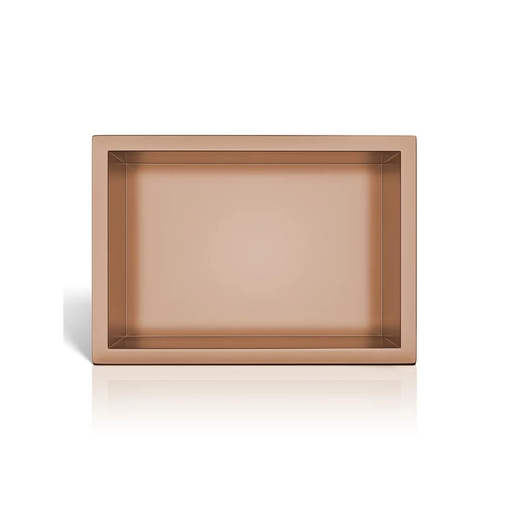 Raft incastrat dreptunghiular Balneo Wall-Box One cu rama 30x20x10 cm cupru lucios