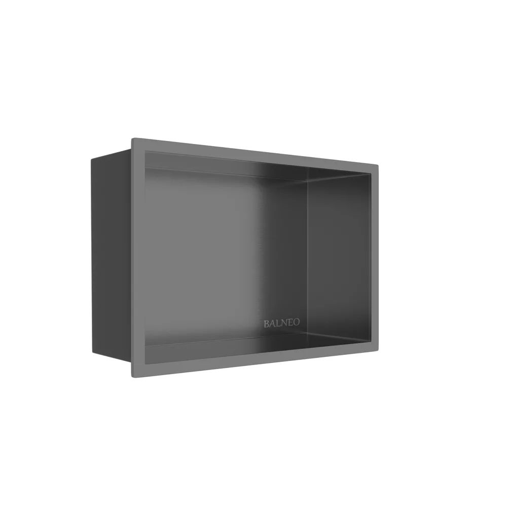 Raft incastrat dreptunghiular Balneo Wall-Box One cu rama 30x20x10 cm Gun Metal periat