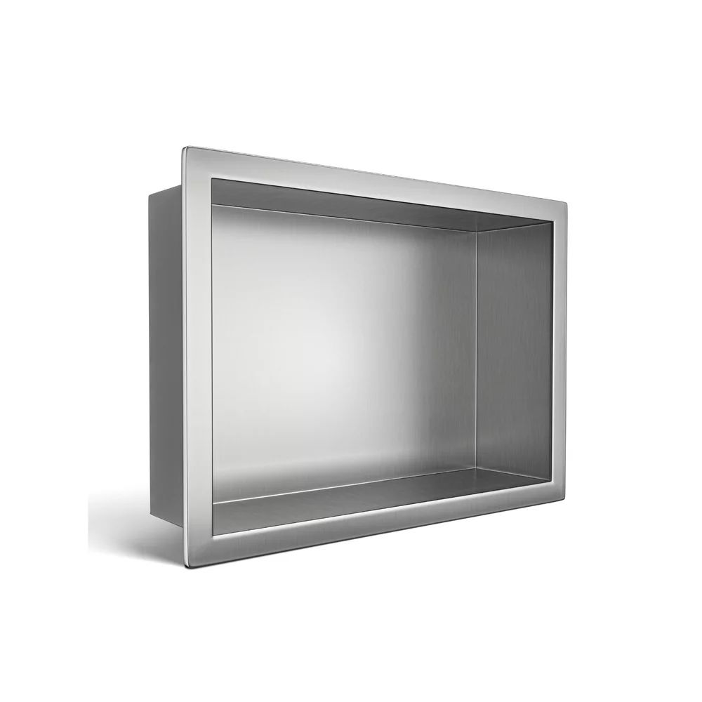 Raft incastrat dreptunghiular Balneo Wall-Box One cu rama 30x20x10 cm inox