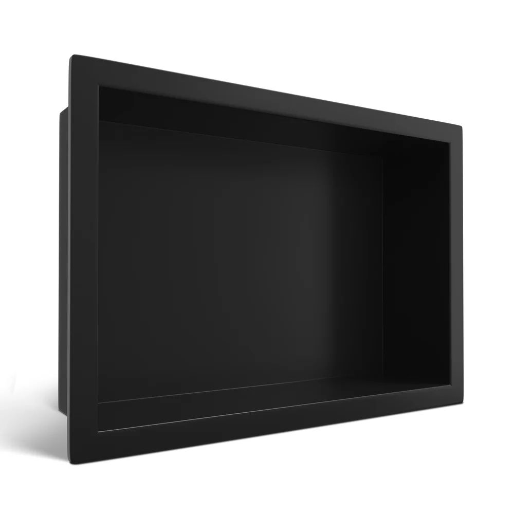 Raft incastrat dreptunghiular Balneo Wall-Box One cu rama 30x20x10 cm negru mat
