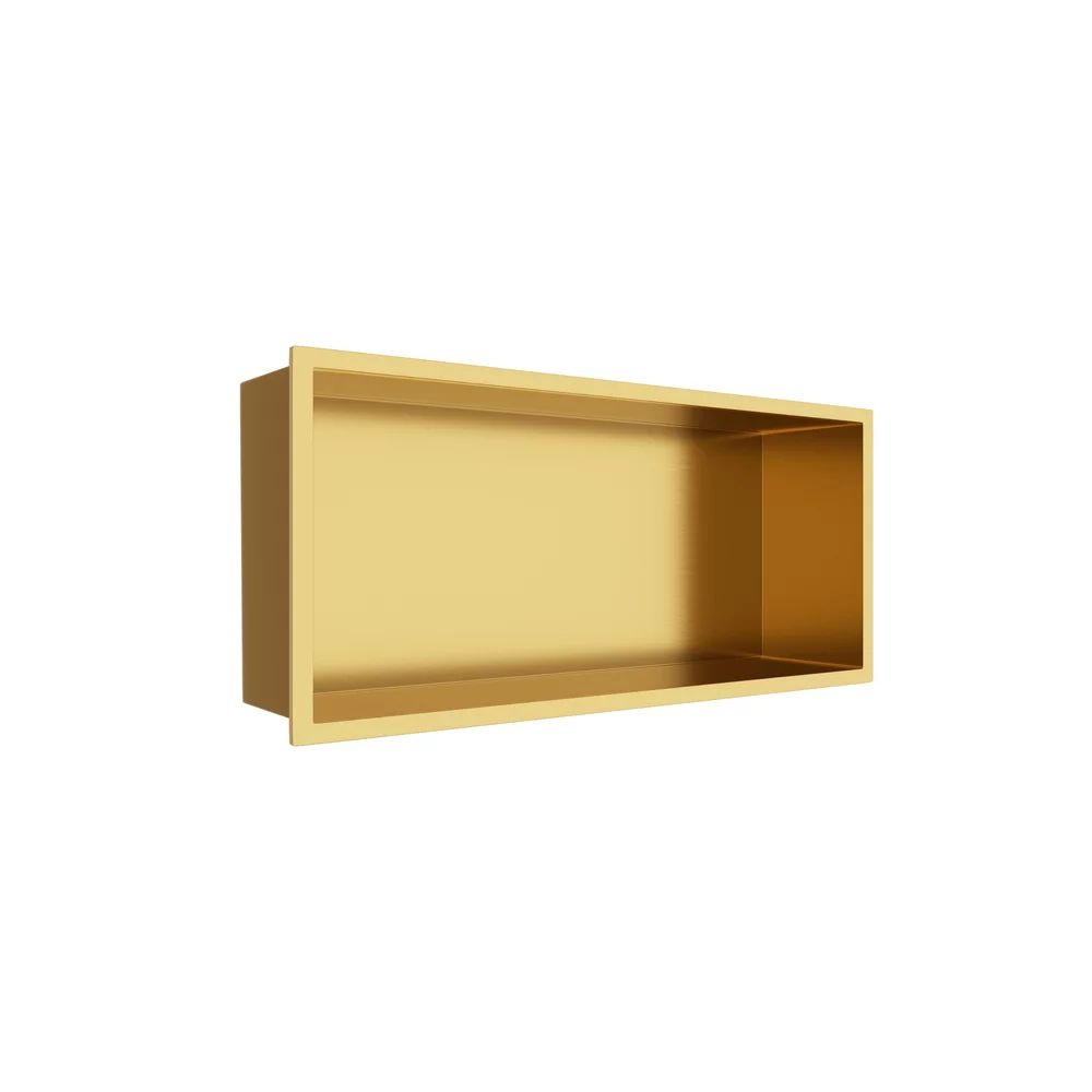 Raft incastrat dreptunghiular Balneo Wall-Box One cu rama 45x20x10 cm auriu lucios