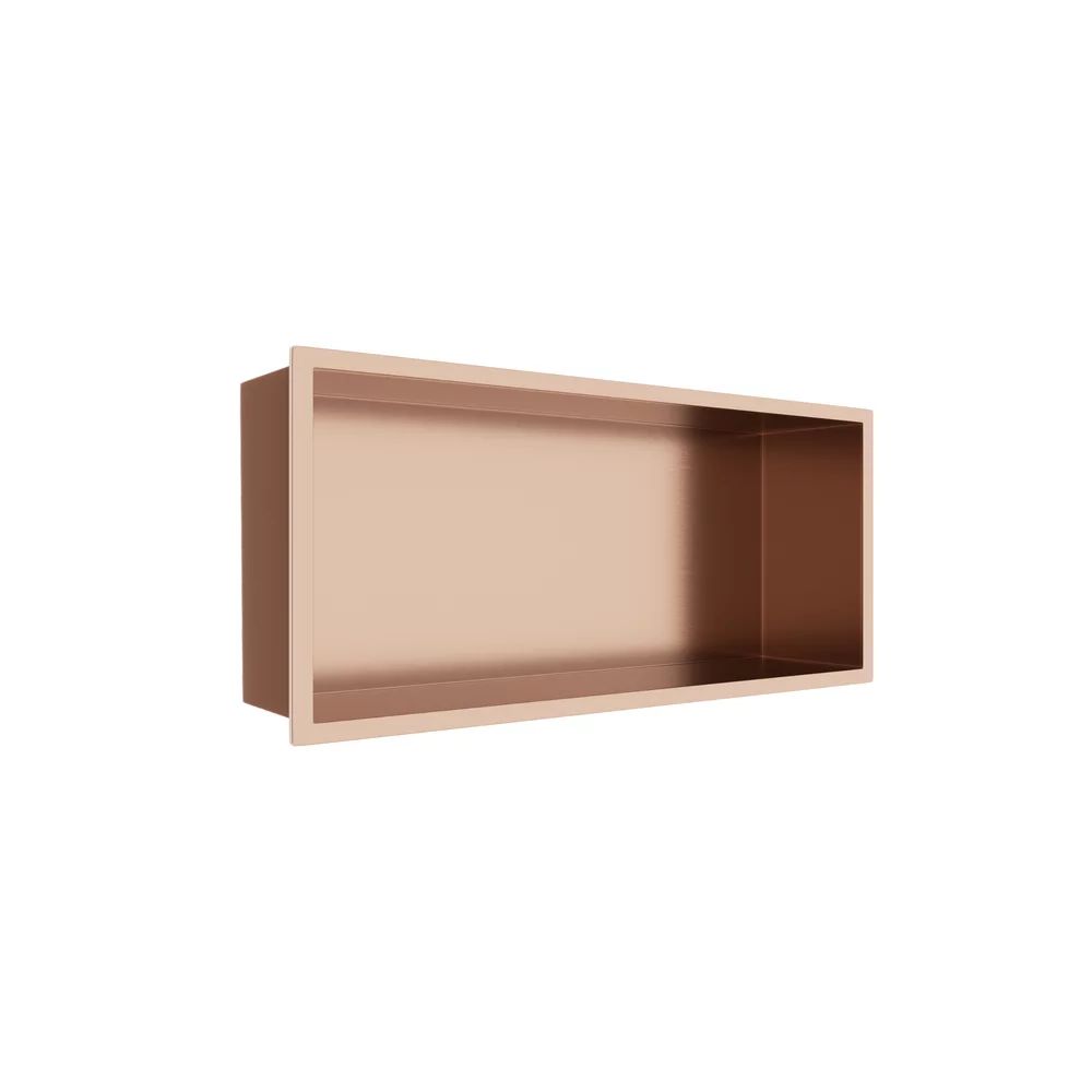 Raft incastrat dreptunghiular Balneo Wall-Box One cu rama 45x20x10 cm cupru lucios