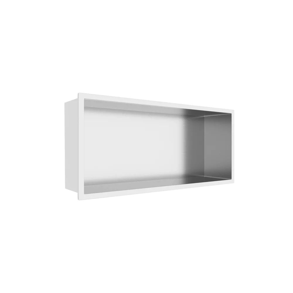 Raft incastrat dreptunghiular Balneo Wall-Box One cu rama 45x20x10 cm inox