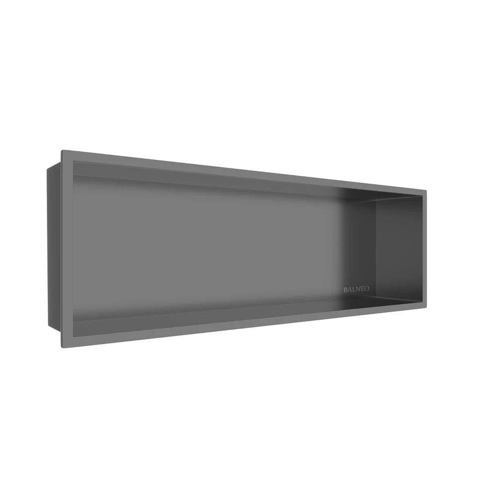 Raft incastrat dreptunghiular Balneo Wall-Box One cu rama 60x20x10 cm Gun Metal periat