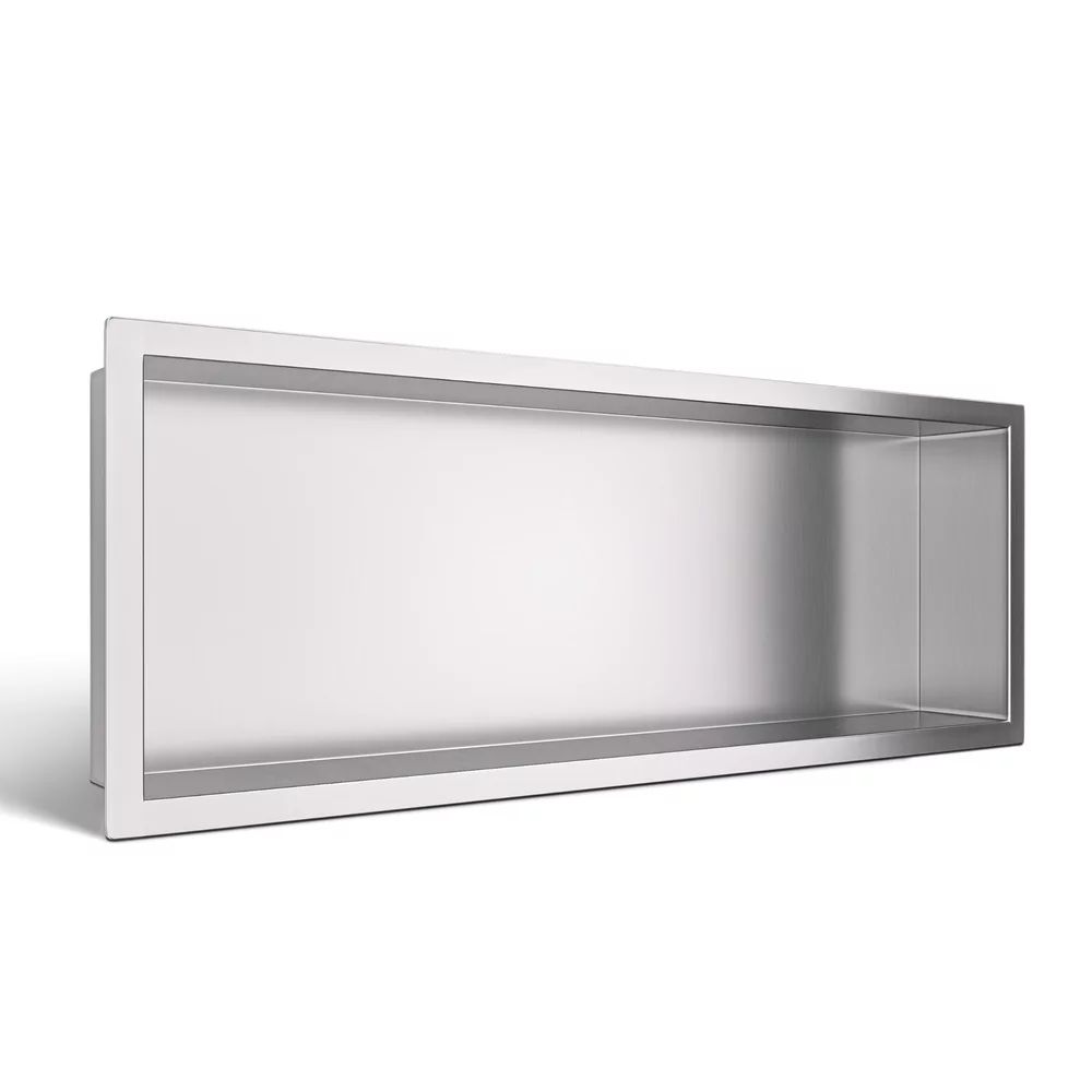 Raft incastrat dreptunghiular Balneo Wall-Box One cu rama 60x20x10 cm inox