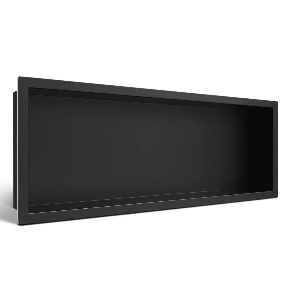 Raft incastrat dreptunghiular Balneo Wall-Box One cu rama 60x20x10 cm negru mat