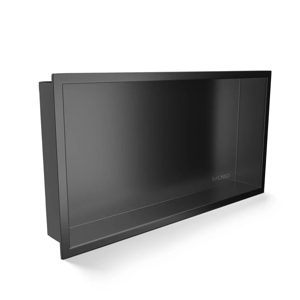 Raft incastrat dreptunghiular Balneo Wall-Box One cu rama 60x30x10 cm Gun Metal periat